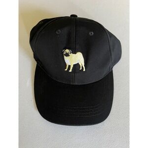 Pug ASOS DESIGN Mens Black Cotton Baseball Cap with Embroidered Dog One Size